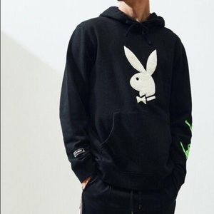 Black Reflective Logo Playboy Hoodie by Pacsun